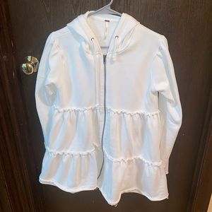 Free People Women’s White Tiered Zip Up